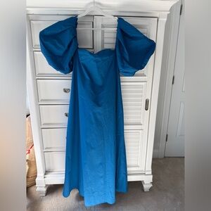 Banana Republic Elegant Blue Off-Shoulder Maxi Dress